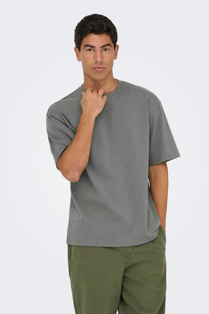 Only & Sons Caspian Airflex Boxy SS Tee Castor Gray