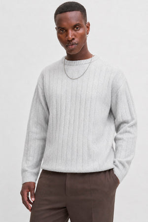 Jack & Jones Bradley Carter Knit Crew Neck Light Grey Melange
