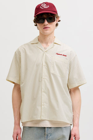 Jack & Jones Menton Poplin Stripe Resort Shirt SS Cloud Dancer