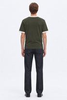 Selected Taj Ringer Mid Peach O-Neck Tee Forest Night