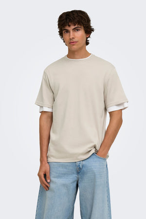 Only & Sons Caspian Airflex SS Reg Tee Silver Lining