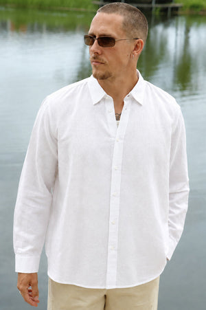 Selected Clay Linenblend Long Sleeve Shirt Bright White