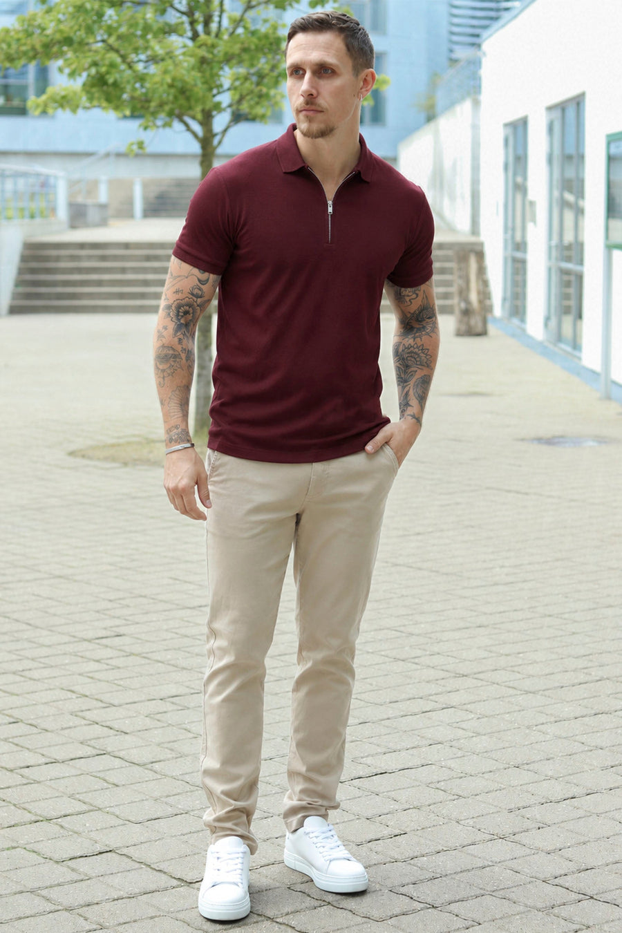 Selected Fave Zip Polo Tawny Port