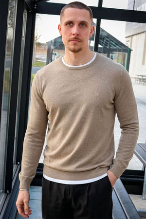 Clean Cut Copenhagen Claude crewneck knit Dark beige melange