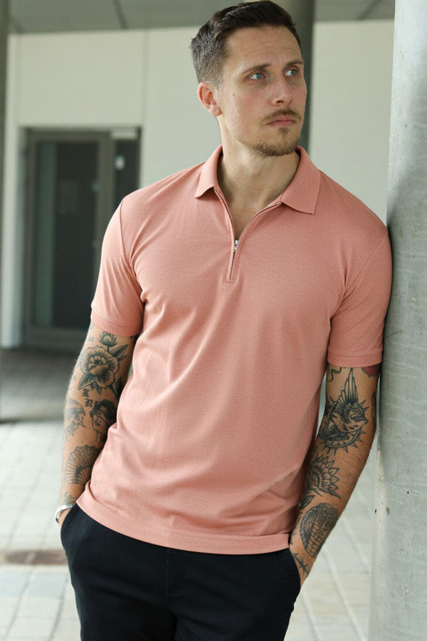 Selected Fave Zip Polo Ss Rose Dawn