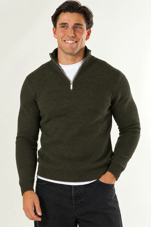 Selected Dane LS Structure Knit Half Zip Deep Forest
