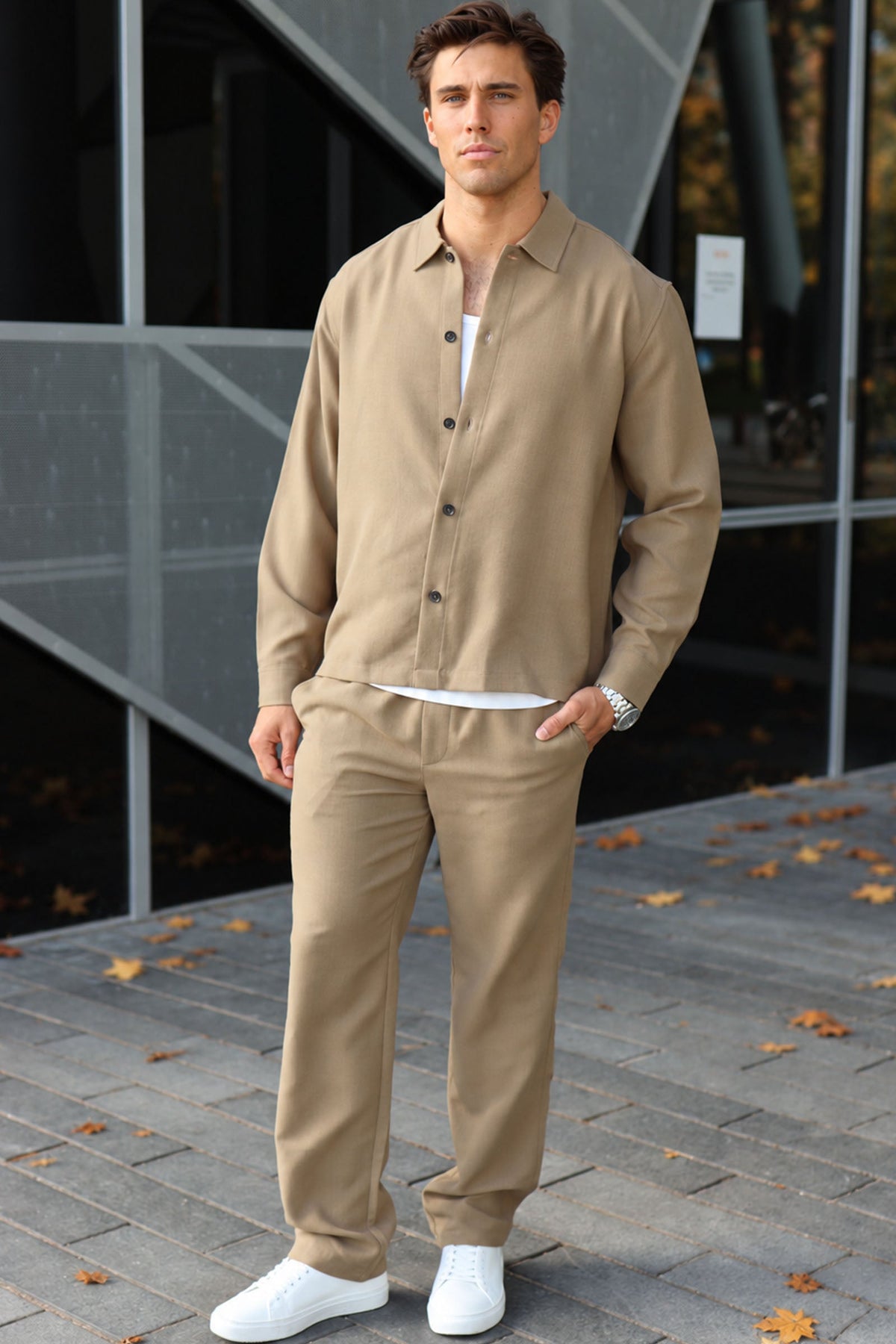 Only & Sons Hansi Ario LS Shirt Relaxed Petrified Oak