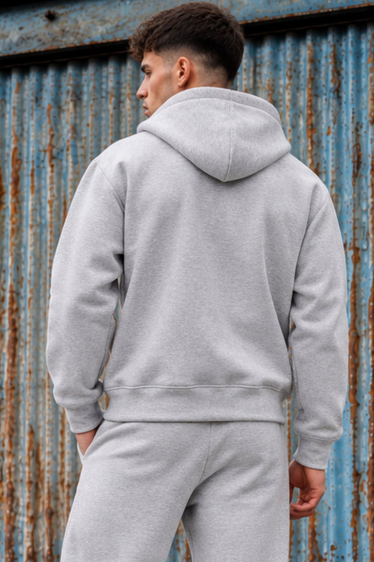 Jack & Jones Legacy Sweat Scuba Zip Hoodie Light Grey Melange