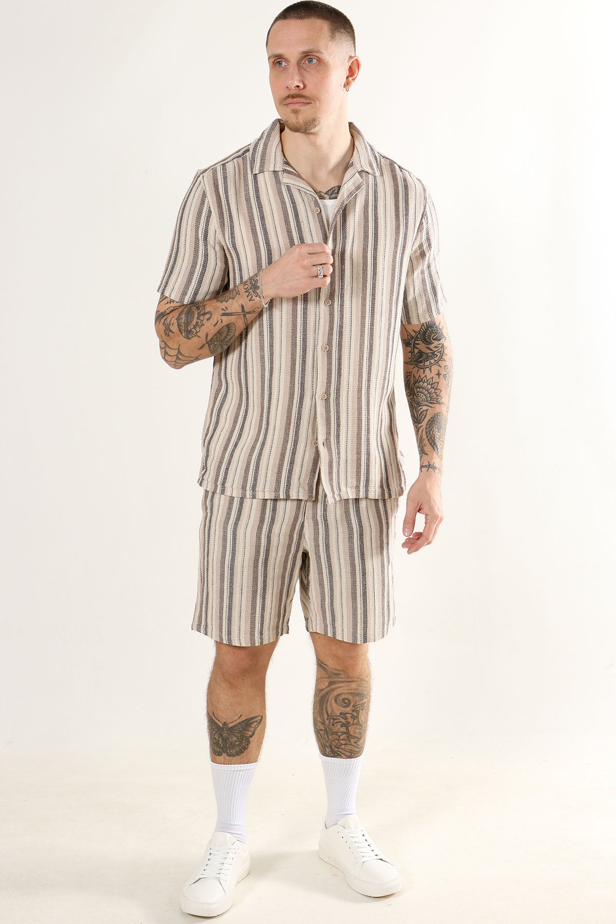 Only & Sons Trev Life Reg Stripe Ss Skjorte Gardenia