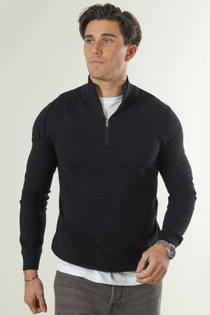Selected Berg Half Zip Knit Black