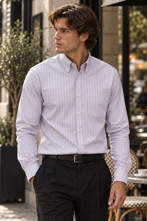 Only & Sons Oxford Shirt Stripe Grape Shake Bright White