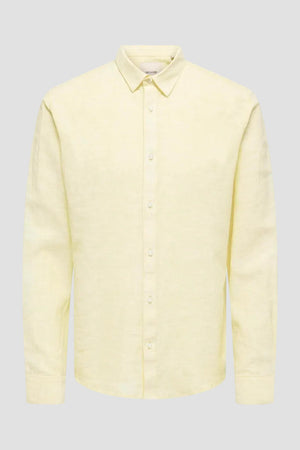 Only & Sons Caiden Life LS Solid Linen Blend Shirt Pastel Yellow