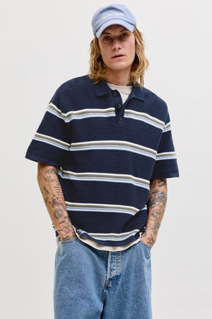 Jack & Jones Maine Knit Stripe Polo Sky Captain