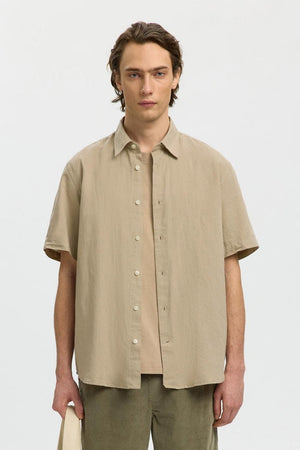 Selected Clay Linenblend SS Shirt Pure Cashmere