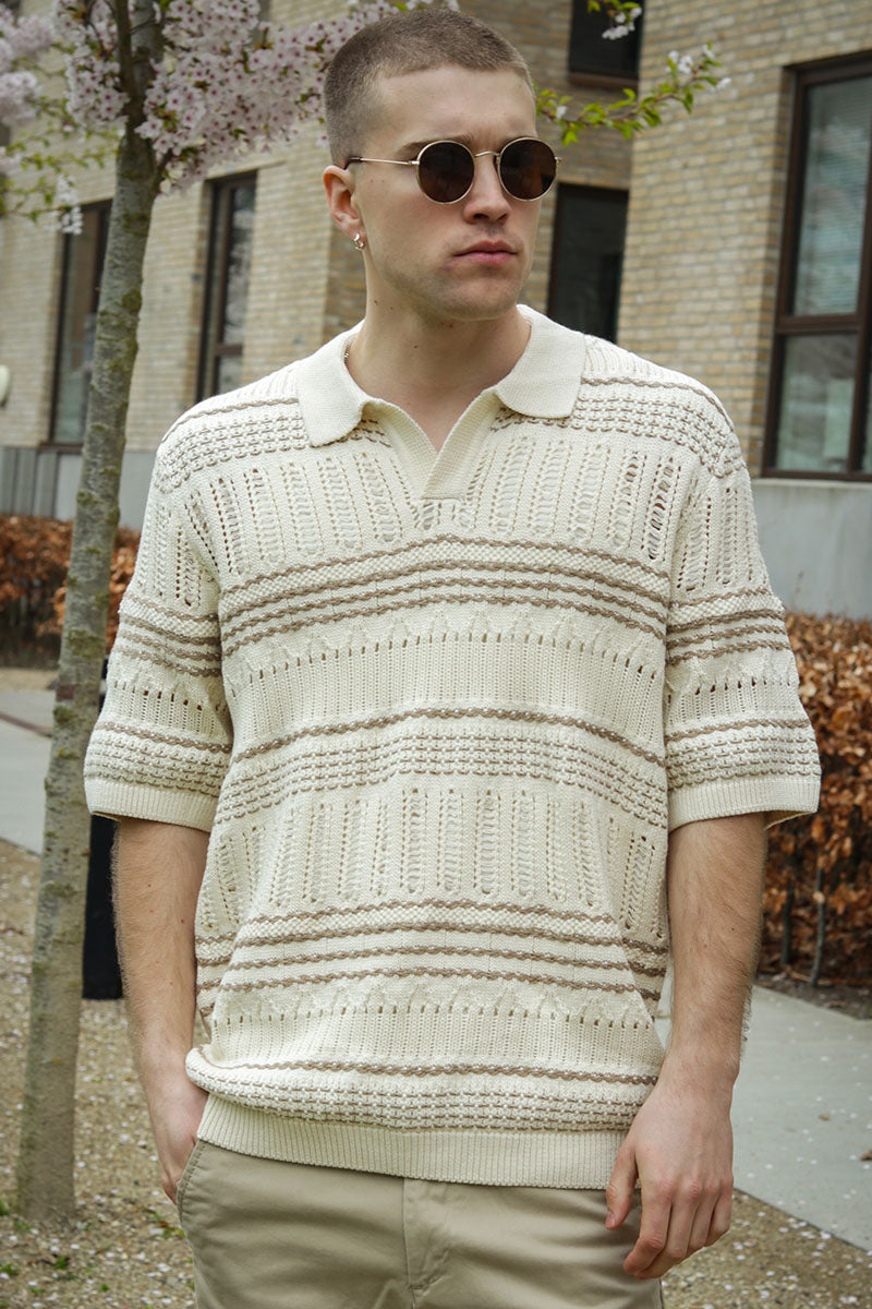 ONLY & SONS Karlos Relaxed Fit SS Resort Knit Polo Vanilla Ice