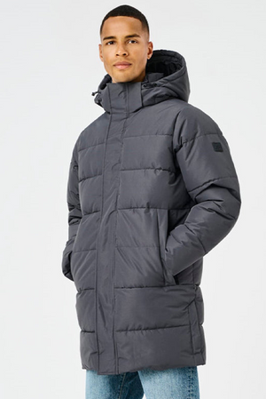 ONLY & SONS Carl Long Qiulted Coat Grey Pinstripe