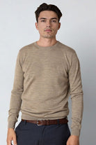 Clean Cut Copenhagen Merino Crewneck Knit Dark Beige Melange