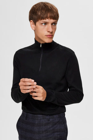 Selected Berg Half Zip Knit Black