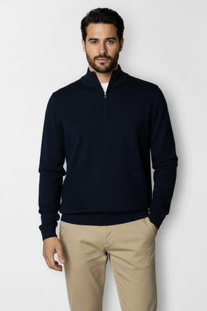 Clean Cut Copenhagen Claude half zip knit Navy Melange