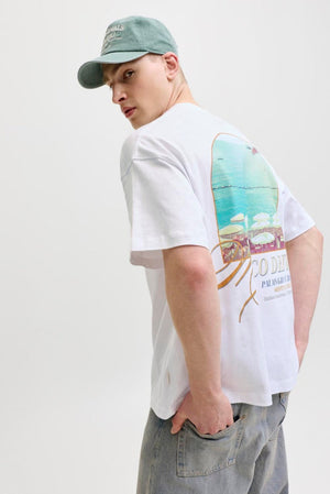 Jack & Jones Sanremo Back Tee SS Crew Neck SN Bright white T-skjorte