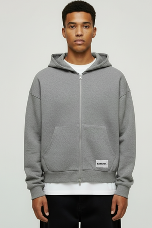 Only & Sons Goyle Boxy Zip Hoodie Medium Grey Melange