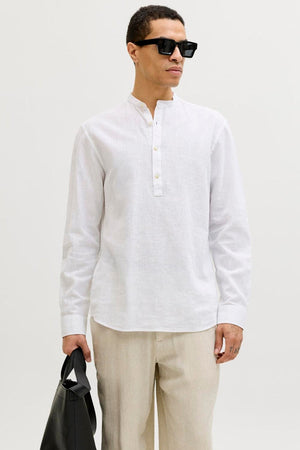 Jack & Jones Summer Linen Blend Tunic Shirt LS White