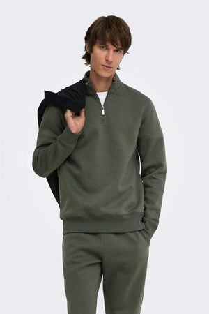 Only & Sons Ceres Half Zip Sweat Beluga