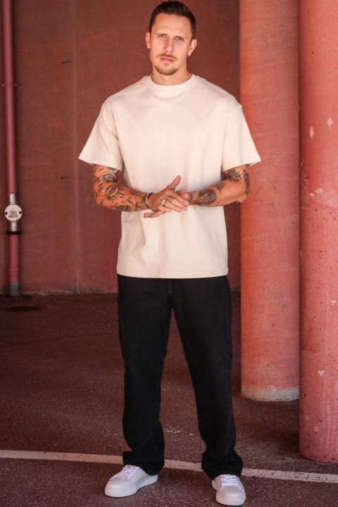 Solid Danton Box Fit Tee Oatmeal