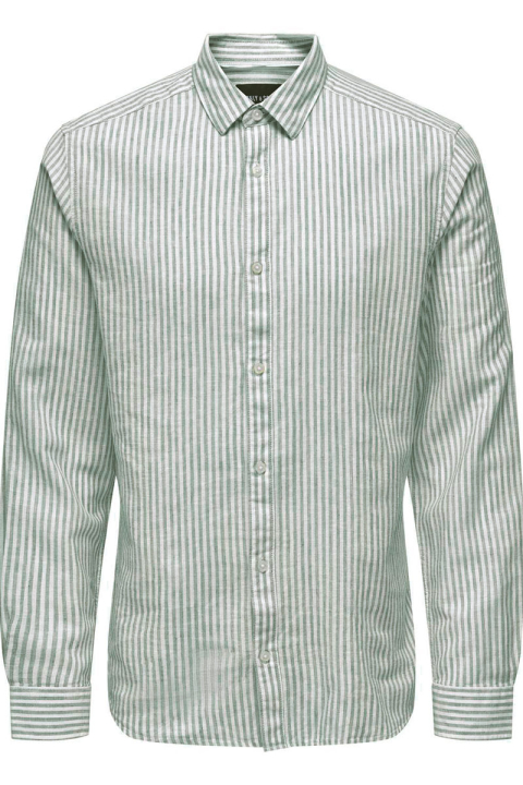 ONLY & SONS Caiden LS Stripe Linen Shirt Sea Spray