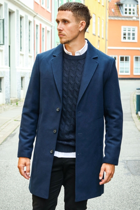 Jack & Jones Harrison Wool Coat Navy Blazer