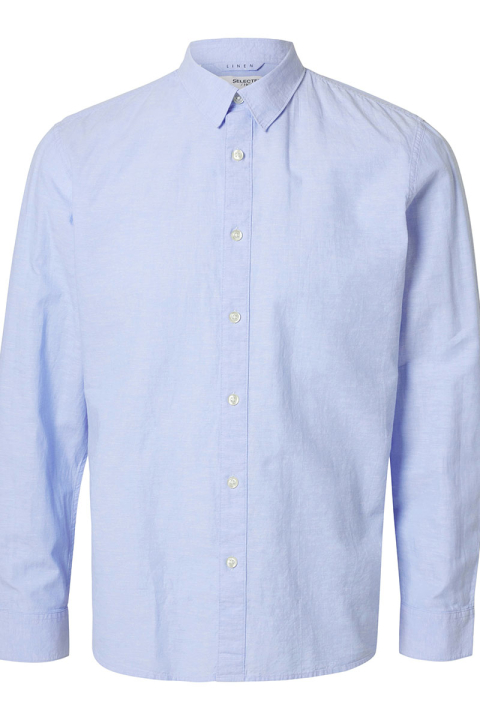 Selected Slim Sun Linen Shirt LS Cashmere Blue / White