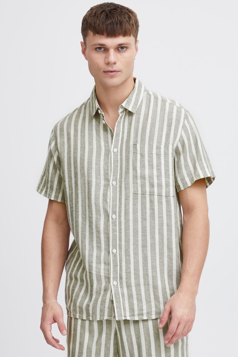 Solid Fried Linen Shirt Vetiver