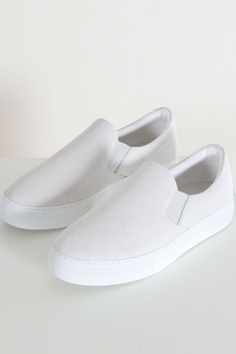 Selected David Chunky Suede Slip On Sneaker White