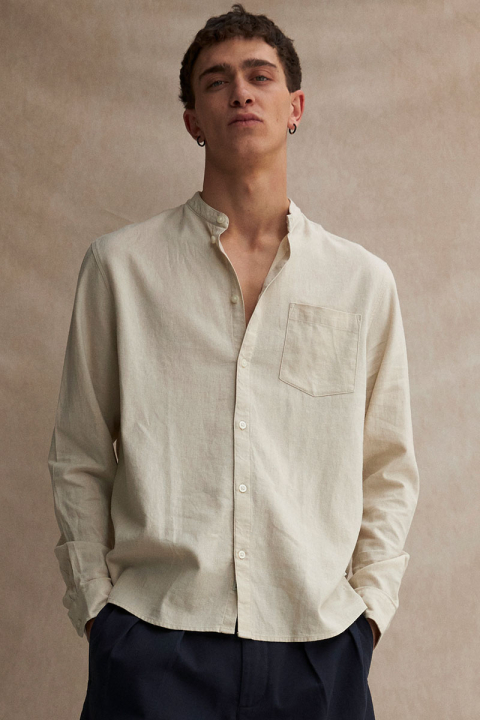 Solid Allan China Linen Shirt Oatmeal