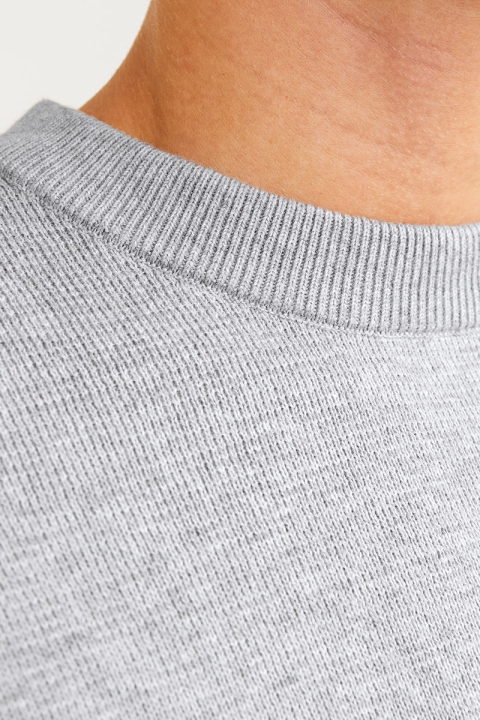 Jack & Jones Milano Stitch Knit Crew Neck Light Grey Melange