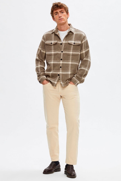 Selected Mason Pablo Check Overshirt Sand