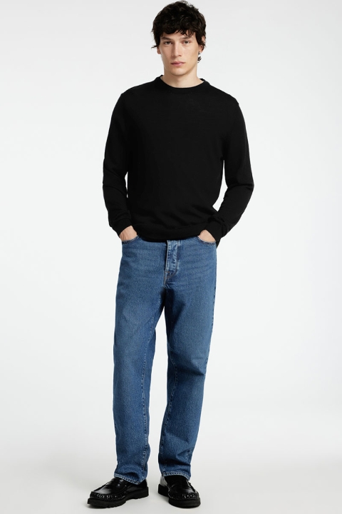 Selected Tray LS Merino Knit Crew Neck Black