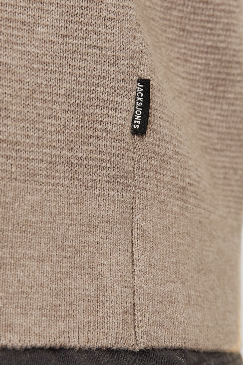 Jack & Jones Milano Stitch Knit Half Zip Greige