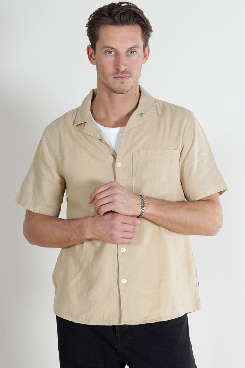 Solid Allan Cuba Linen Shirt Curds & Whey