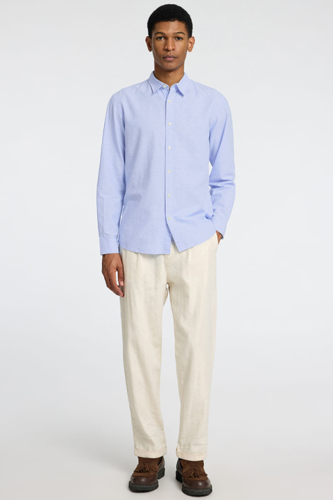 Selected Slim Sun Linen Shirt LS Cashmere Blue / White