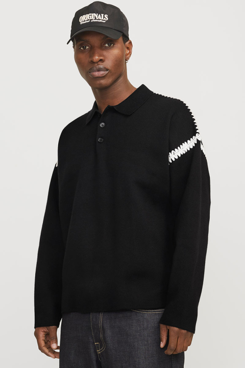 Jack & Jones Austin Knit Stich Polo Black