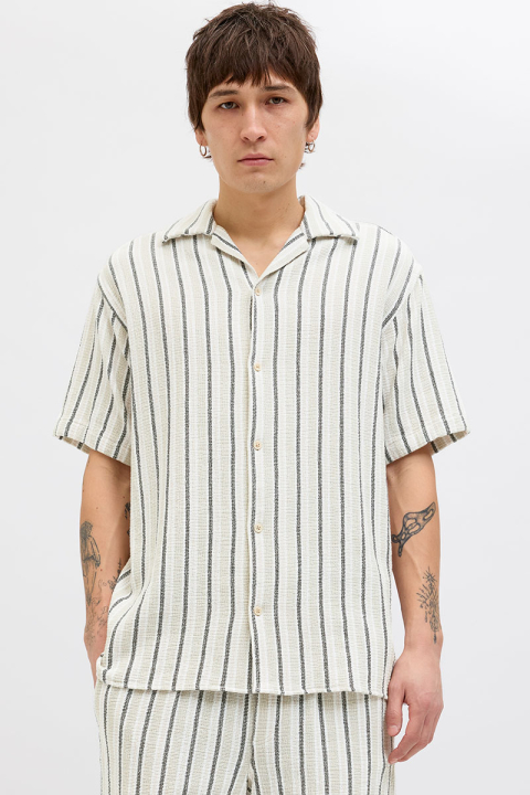 Jack & Jones Coba Stripe Resort Shirt SS Celadon Tint