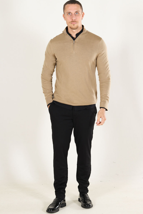 Selected Tray LS Merino Knit Half Zip Kelp