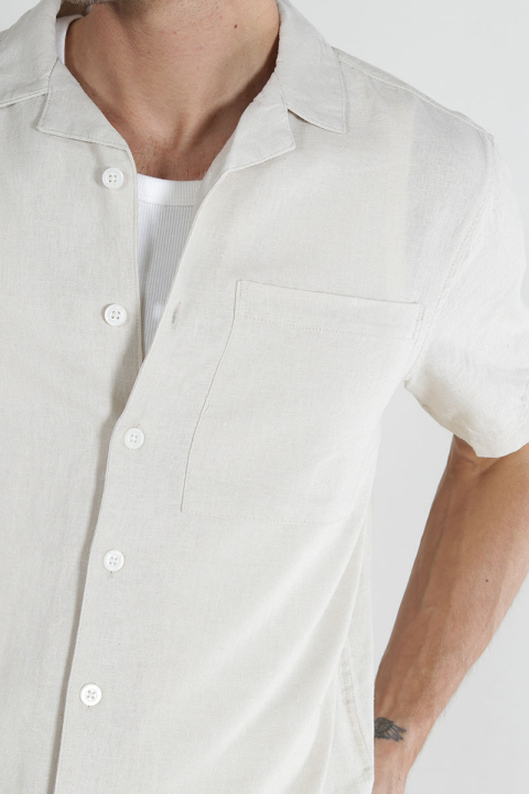 Solid Allan Cuba Linen Shirt Oatmeal