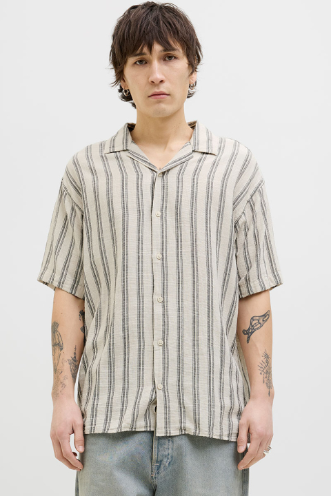 Jack & Jones Enzo Stripe Resort Shirt SS Moonbeam