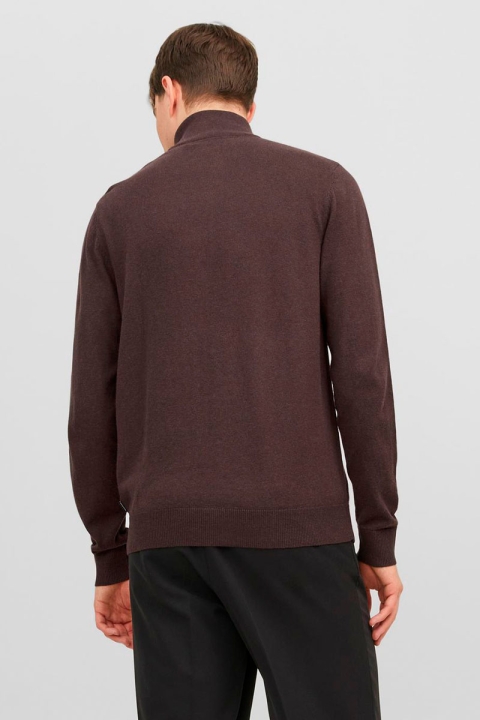 Jack & Jones Emil Knit Half Zip Seal Brown