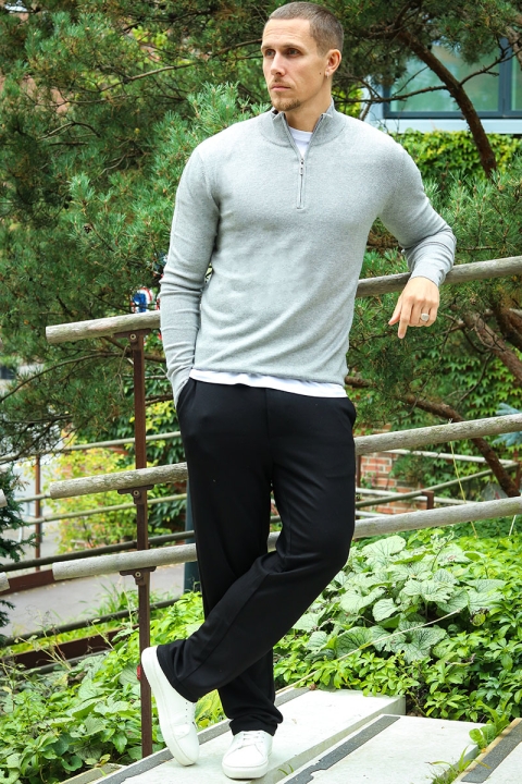 JEFF FRANKIE HALF ZIP KNIT Light Grey