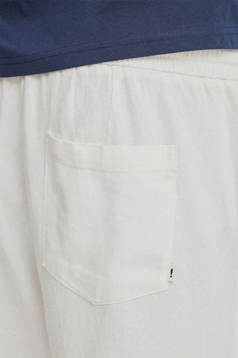 Solid Allan Elsticated Wide Fit Linen Pants White