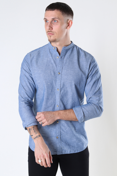 Jack & Jones Summer Band Shirt LS Faded Denim