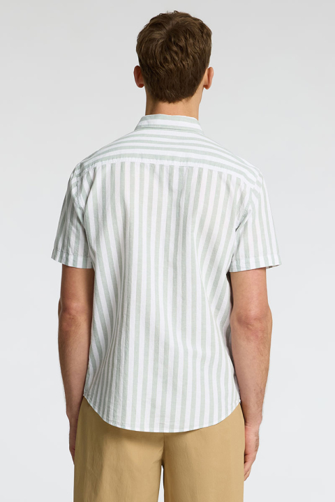 Selected Regular Sun Linen Shirt SS Iceberg Green Stripe